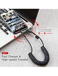 Cable USB tipo C para coche, cable retráctil USB C (3 pies), cable de carga rápida USB A a USB-C, compatible con dispositivos Samsung Galaxy S10 S9 S8 Plus Note 9 8, Moto Z, LG5 G6 V20, USB C