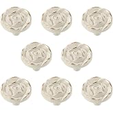 Joyindecor Antique Rose Flower Kitchen Cabinet Knobs, 8 Pack, Ivory | Vintage Shabby Chic Zinc Alloy Drawer Pull Handles for Dresser Vanity Cupboard Wardrobe, Screws Included