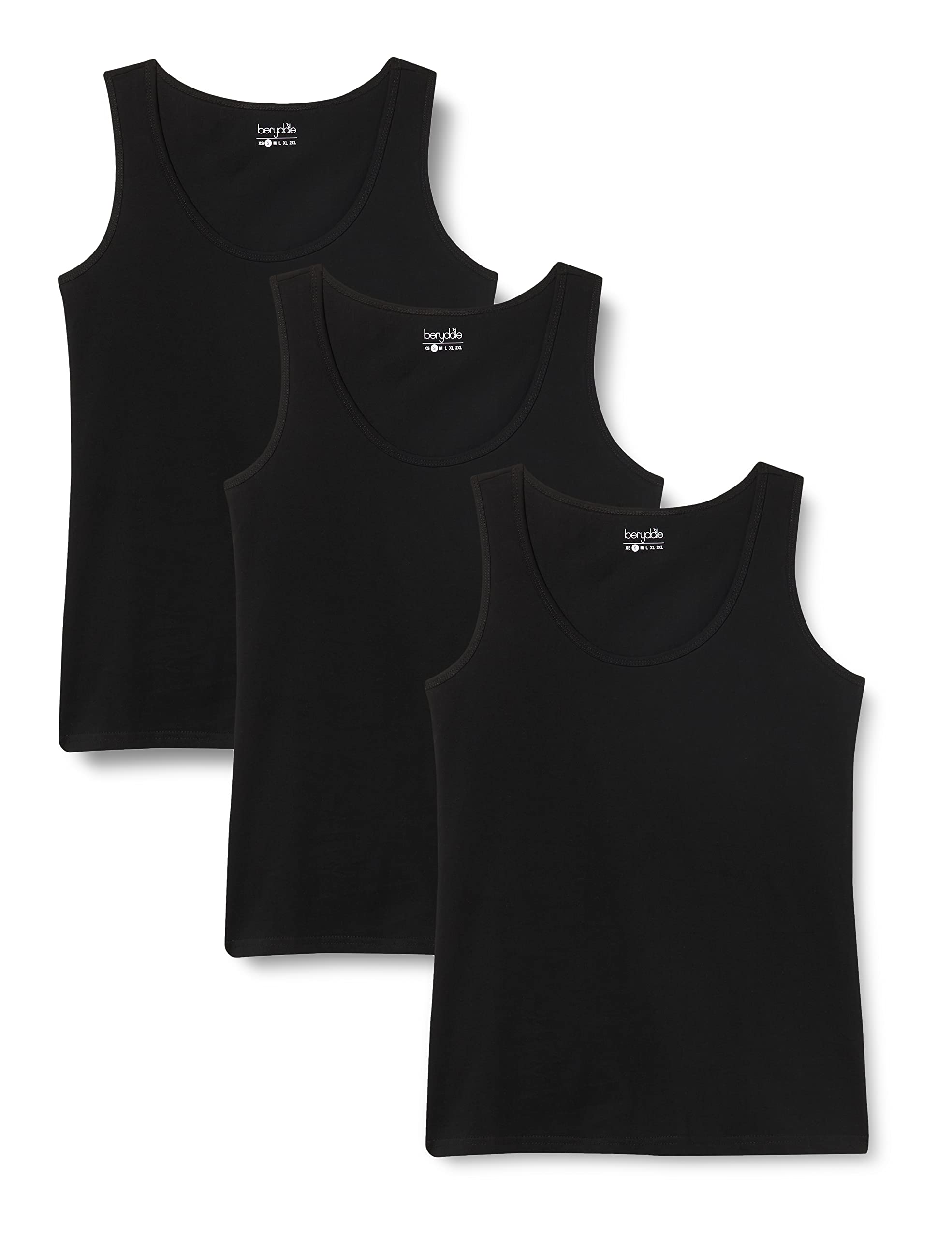 Berydale Women's Multipacks Sleeveless Tank Tops, Black (Pack of 3), S