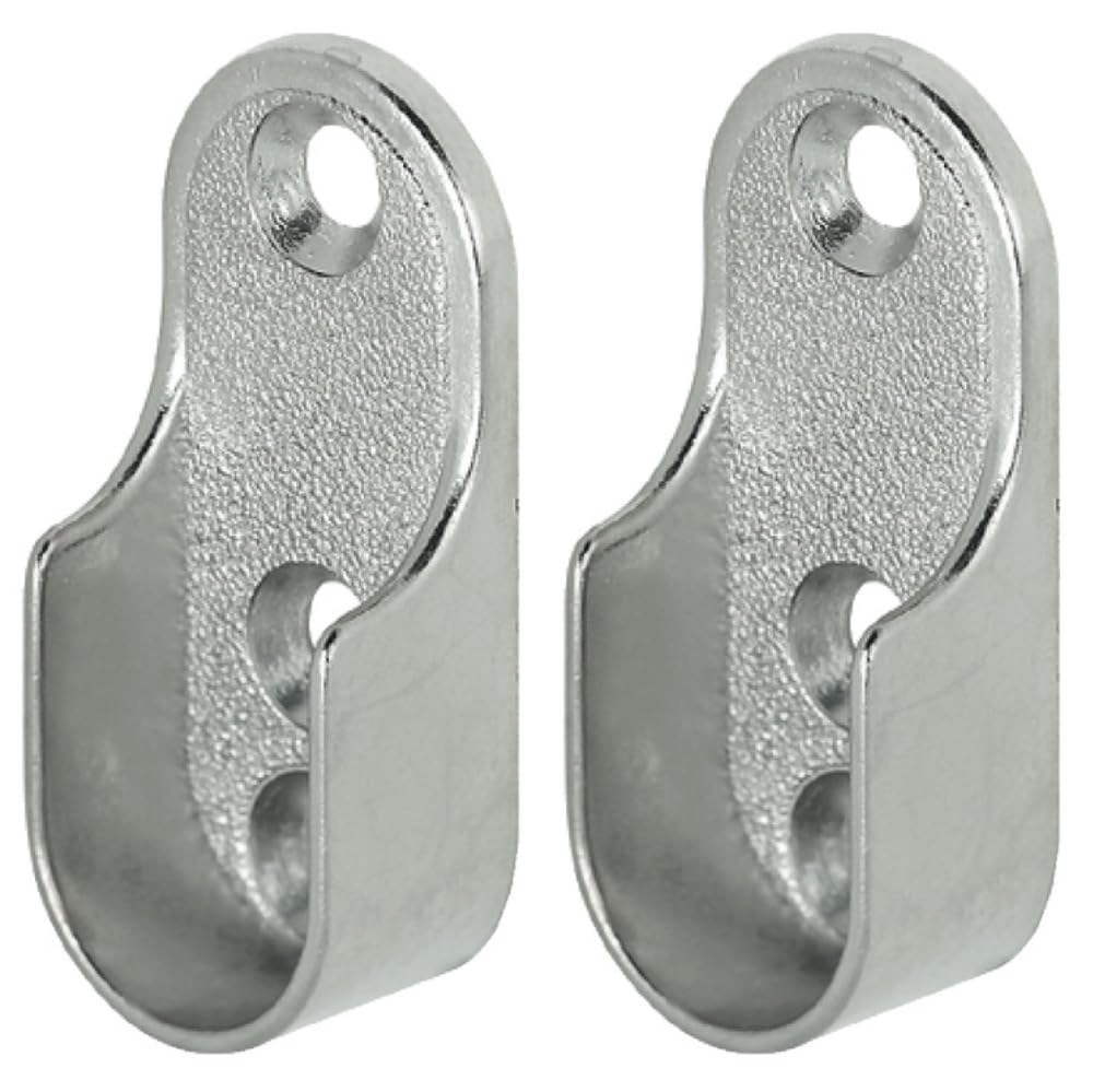 Oval Wardrobe Rail END Supports Rail Brackets 3 Hole 15mm Wide Nickel Plated Silver x2
