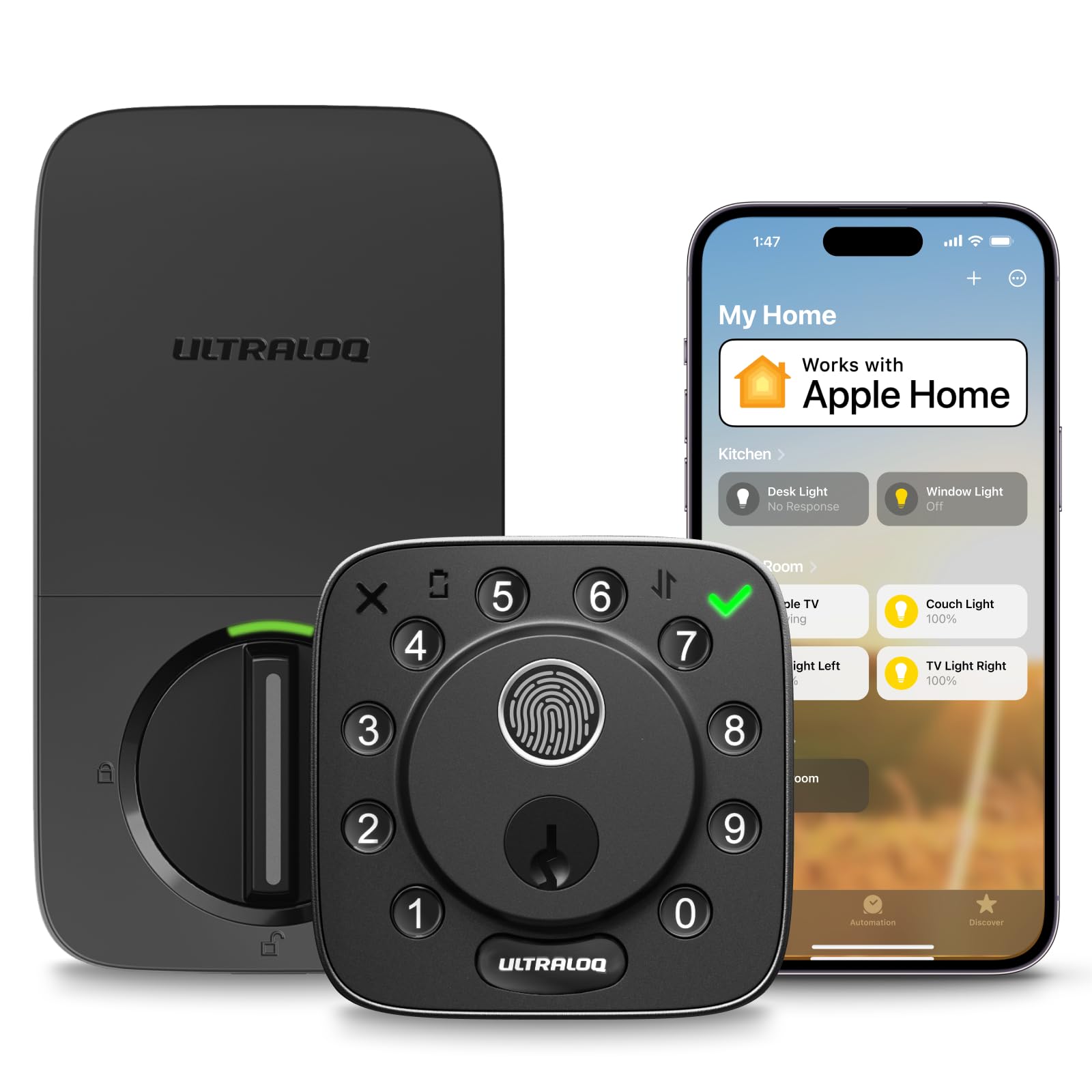 Photo 1 of ULTRALOQ Bolt Fingerprint Smart Lock with Door Sensor, Built-in WiFi, Works with Apple Home, Alexa, Google, SmartThings, Keyless Entry Deadbolt with App, Code, Remote Control, Auto-Lock, BHMA Cert.