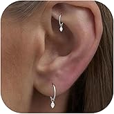 Small Cartilage Rook Helix Piercing Hoop Dangle Earrings Jewelry For Women With CZ 14K Gold Plated Huggie Stainless Steel