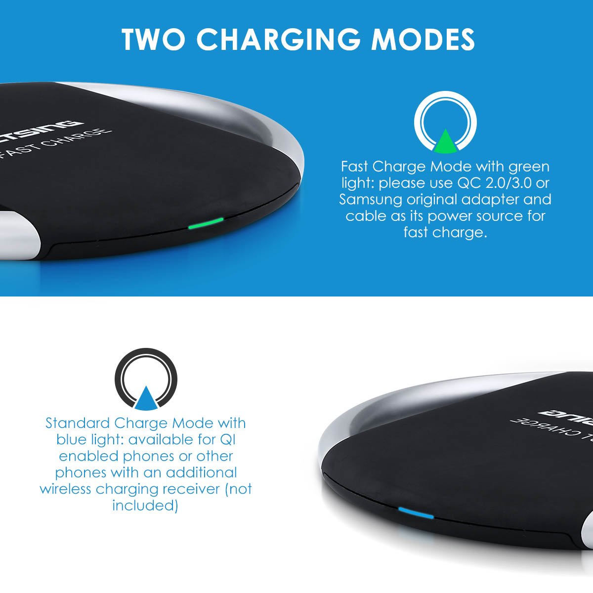 Product Fast Qi Wireless Charging Pad compatible with all Standard Qi