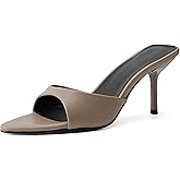 QIV Leopard Kitten Heels Pointed Toe Mule Heels for Women Open Toe Kitten Heel for Party Dressy Wedding