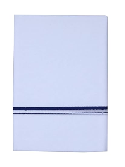 Men's Cotton Double Dhoti, Free Size_118,White and Navy Zari