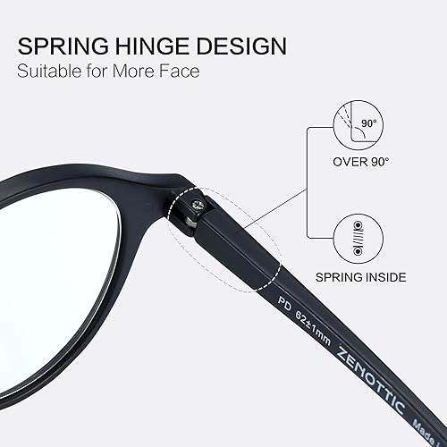 ZENOTTIC Reading Glasses Blue Light Blocking Round Glasses for Men