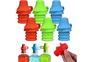 LinamHoz 6 pcs Silicone Water Bottle Top Spouts, Silicone Sippy Top Spout with Protective Cap Makes The Bottle Top a Spill Pr