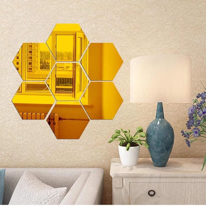 Atulya Arts Offering 3D Large Hexagon Acrylic Stickers (Pack of 7) with ...