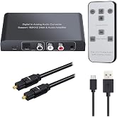 Neoteck 192kHz Digital to Analog Audio Converter with IR Remote Control | DAC Converter Digital Coaxial Toslink Optical to Analog Stereo L/R RCA 3.5mm Audio Adapter Support Volume Control/Mute/Power