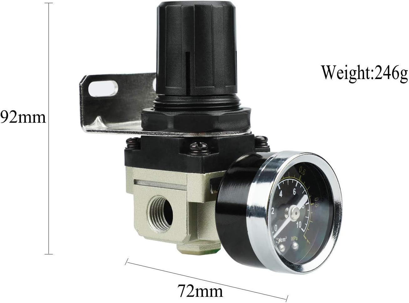 Compressed Air Filter Regulator Lubricator Combo with Gauge 1/4" NPT Poly Cup with Aluminum Alloy Cover, Manual Drain, 5 μm - Image 3