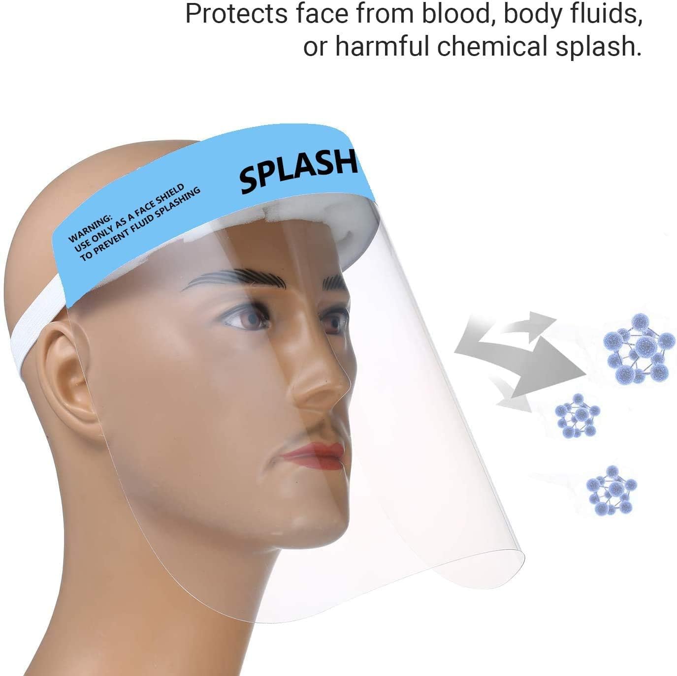 Securome 10Pcs/Pack Disposable Safety Face Shield Fluid Resistant Full Face Mask Transparent Single Use Surgical Mask Visor Protection from Splash and Splatter for Hospital