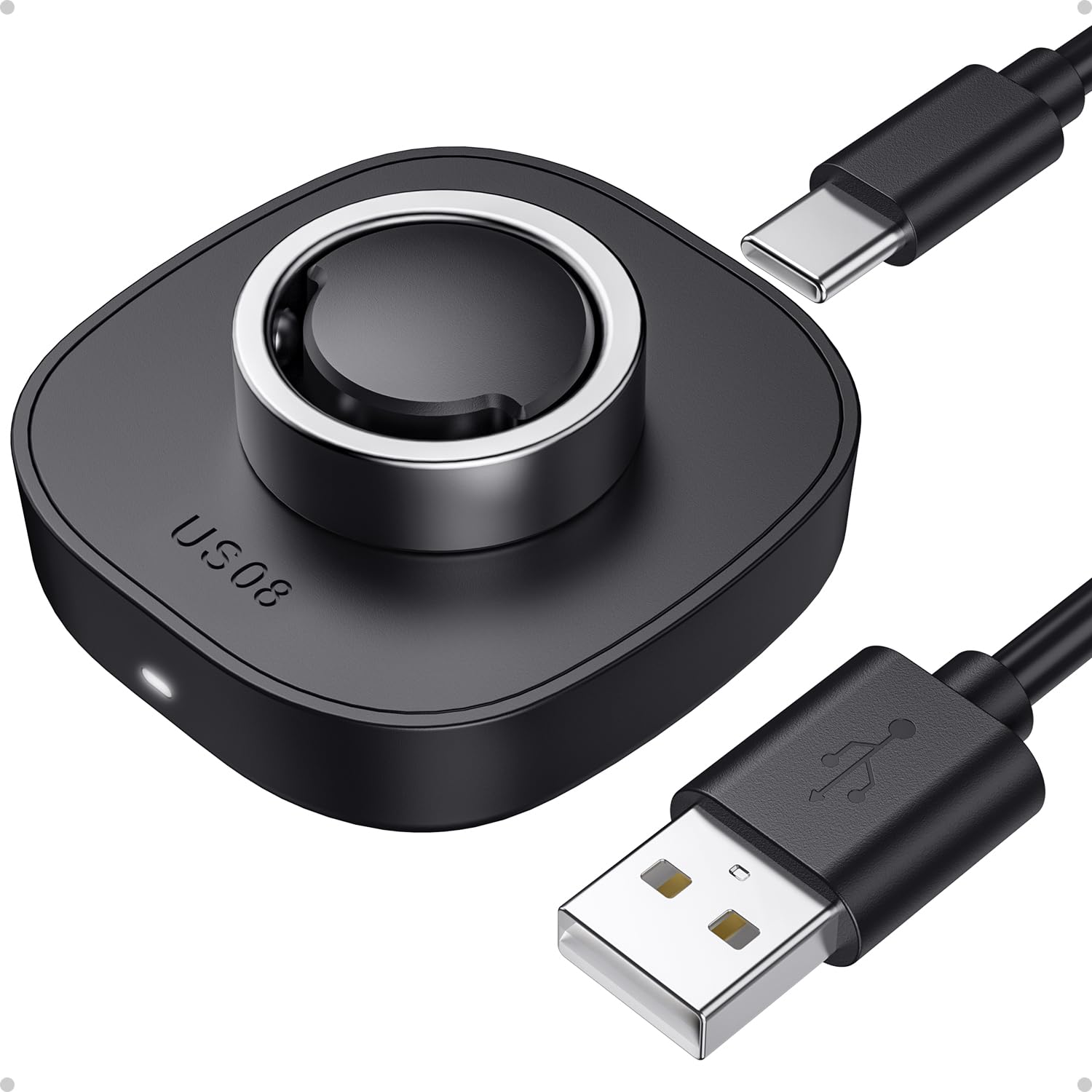 Photo 1 of Travel-Friendly Smart Ring Charger, Compatible with Oura Ring Gen3 Charger Size 8, Fast and Safe Charging with USB-C Cable (Black) - Essential for Smart Ring Users