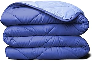 ViscoSoft All Seasons Twin/Twin XL Down Alternative Reversible Quilted Comforter - Breathable Premium Twin Extra Long Soft Microfiber Duvet Insert Light Blue/Navy