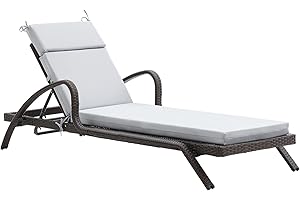 FILUXE Chaise Lounge Cushions Outdoor Furniture, High-Density Foam Chair Cushion with Ties, Weather & Fade Resistant - Patio Recliner Chairs Cushions for Lawn,Pool & Beach 72x21x3 Inch, Grey