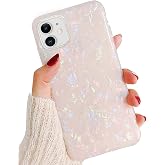 J.west Compatible with iPhone 12 Case and iPhone 12 Pro Case, Luxury Sparkle Translucent Clear Opal Pearly Luster Design Soft Silicone Slim Protective Phone Cover for Girls Women Lady (Colorful)