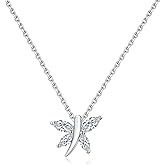 DAYBYDAY Dragonfly Necklace 925 Sterling Silver Birthstone Necklaces for Women Dainty Cute Dragonfly Pendant Necklace Dragon Fly Jewelry