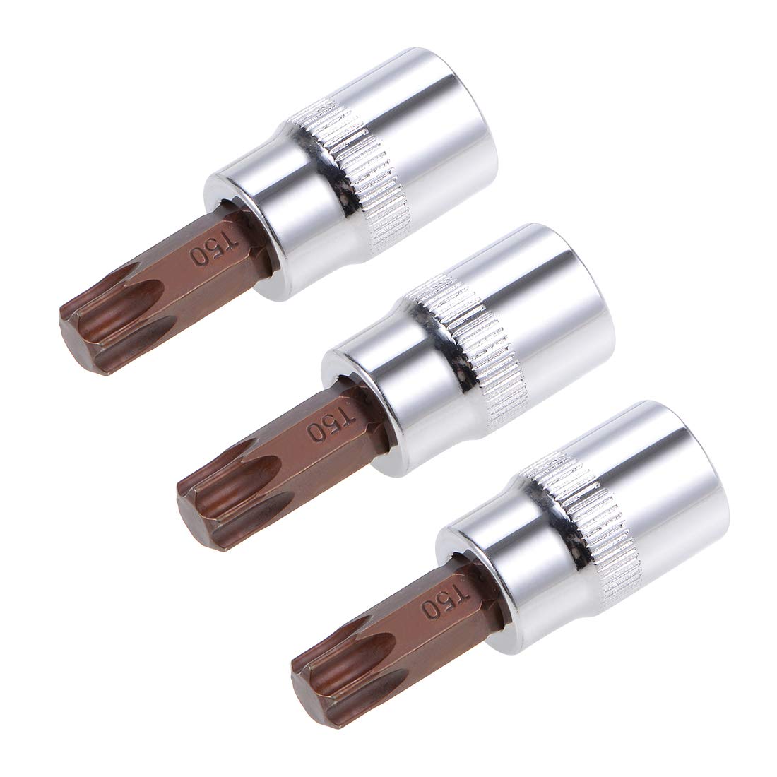 sourcing map 3pcs 3/8" Drive x T50 Torx Bit Socket, S2 Steel Bits CR-V Sockets 38mm Length Use with Ratchet Wrench, Slide Bar, Extension Rod