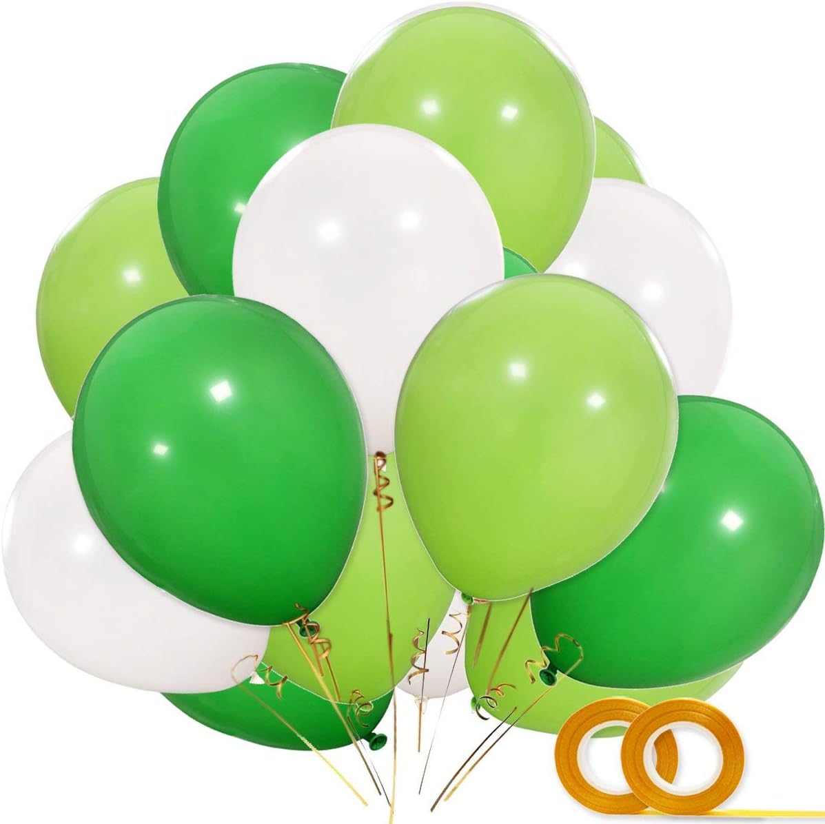 IBanana 100pcs Dinosaur Party Balloons,12 Inch White Fruit Light Green Dark Green Latex Balloons with Ribbon for Dinosaur Party Supplies, Baby Shower, Dino Jungle Jurassic Birthday Party Decorations