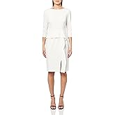 Vince Camuto Womens 3/4 Sleeve High Neck Cascade Detail Sheath Mini Dress