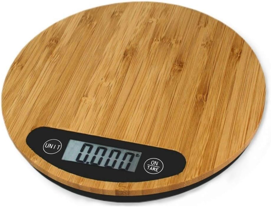 Eco4us - Bamboo Kitchen Scale, Food Scale, Slim Design, Eco-Friendly, 11lb/5kg Capacity