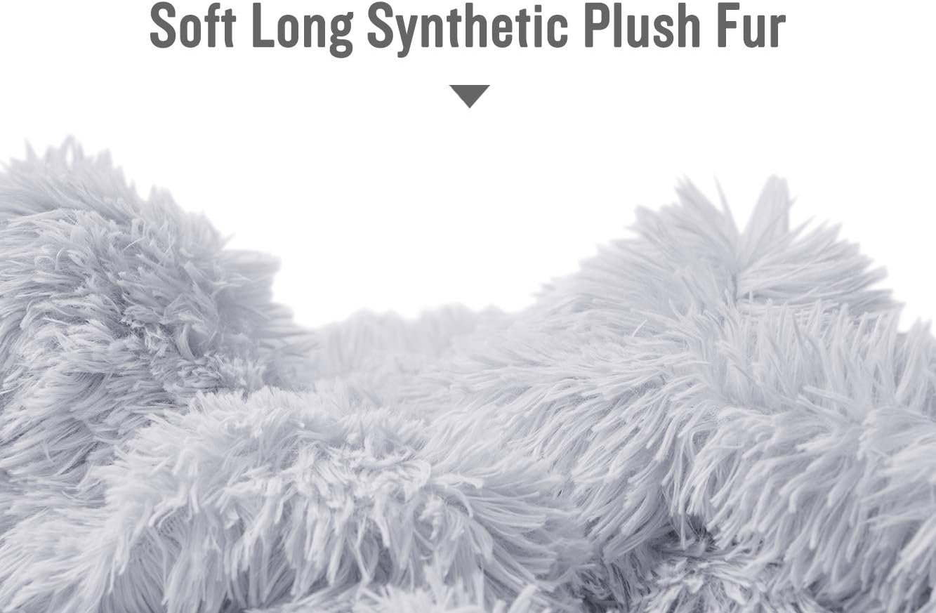 Luciphia Puppy Dog Blankets,Faux Fur Pet Blanket Soft Flannel Throw for Cats Rabbits Light Grey Small: Home & Kitchen