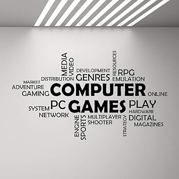 Wwyjn Word Cloud Computer Games Wall Vinyl Decal Boys