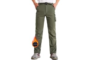 JOMLUN Boy's Hiking Pants Fleece Lined Cargo Snow Soft Shell Ski Waterproof Windproof Warm Outdoor Insulated Trousers Winter