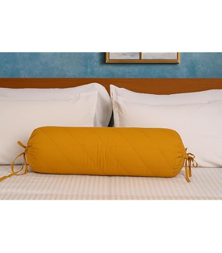 Cuscino Cilindrico Yoga Bolster Copri Federa - Cuscino Divano Rotondo In Tessuto Polydupion Con Bordo Jacquard Blu, 76x38 Cm