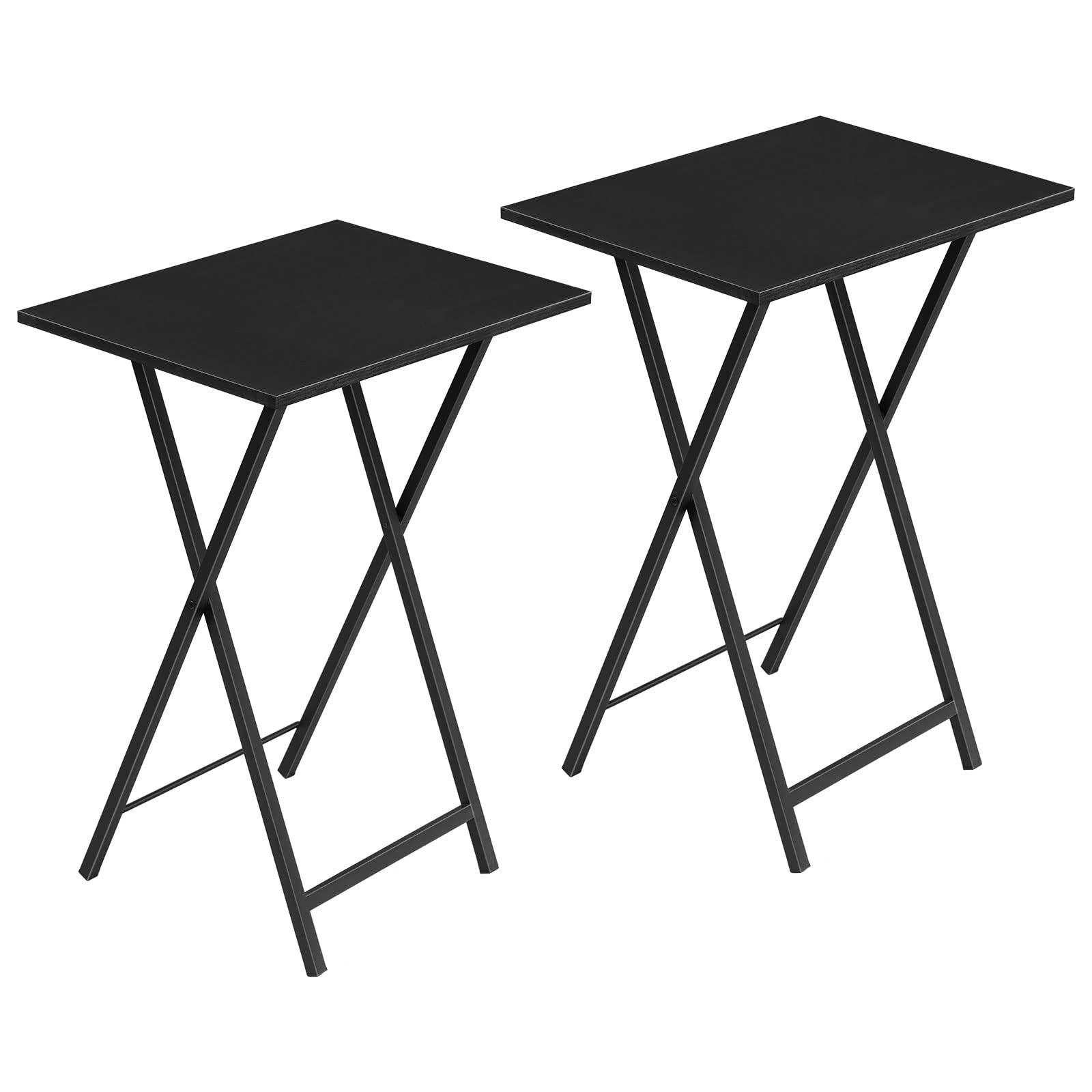 Photo 1 of HOOBRO Folding TV Tray Tables, Set of 2 Side Tables for Small Space, Industrial Snack Desk for Eating at Couch, Stable Metal Frame, Easy Assembly, Space Saving, Black BK25BZ01