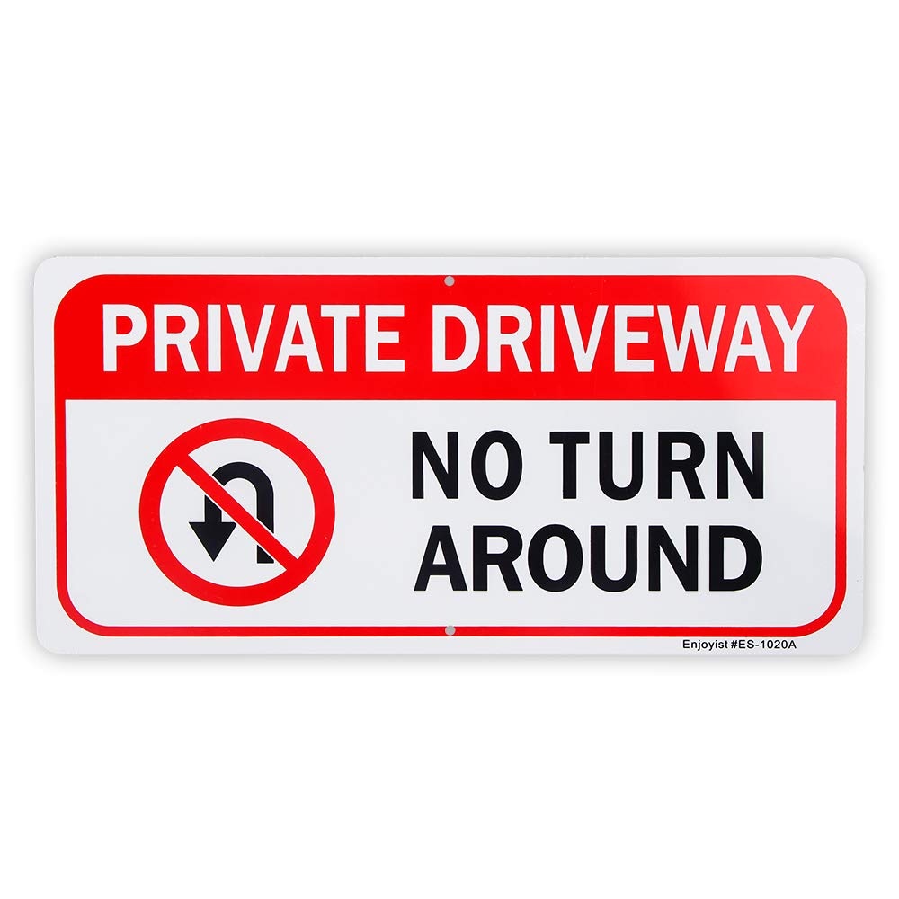 Private Driveway，No Turn Around Sign, 14"x 7" .04" Aluminum Sign Rust