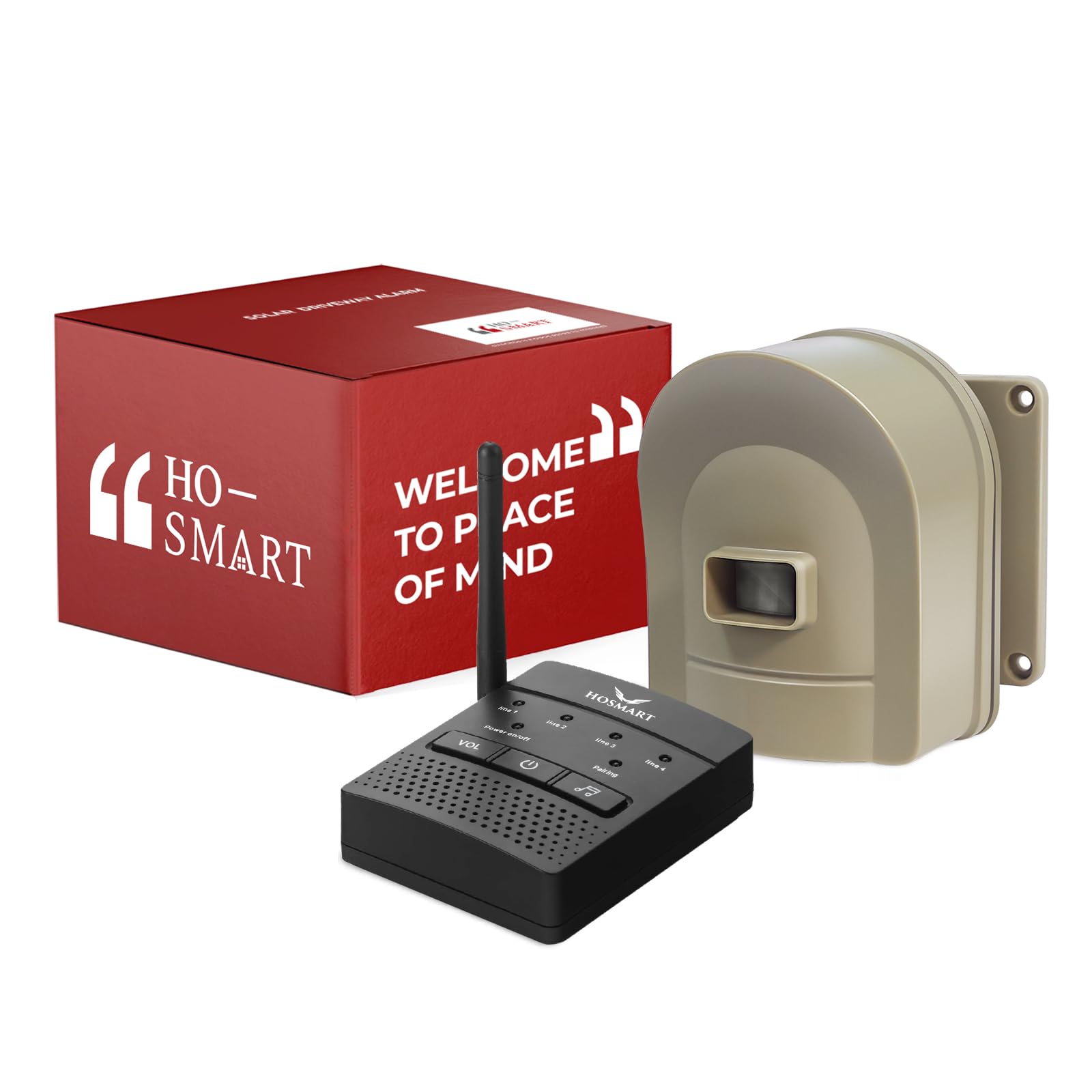 HOSMART Waterproof Wireless Alarm System, Rechargeable Movement Detector for Outdoor Home Security, Long Range Up to 800 Meters, Anti Intrusion