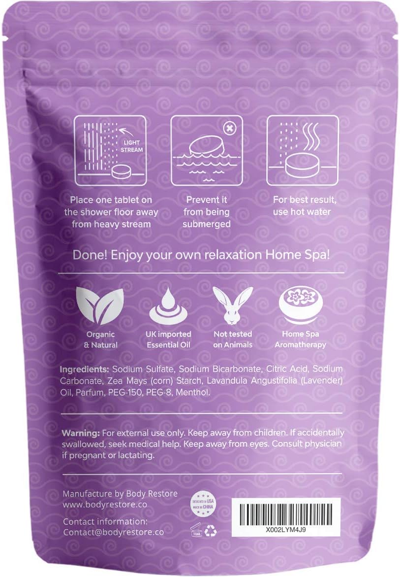 BodyRestore Shower Steamers (Pack of 15) Gifts for Women and Men - Lavender Essential Oil Scented Aromatherapy Shower Bomb, Nighttime Relaxation & Unwind Shower Tablets – Gift for Mom: Health & Personal Care