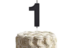 SACGUGUBER Black 1 Number Birthday Candles for Cake, 2.76 Inch Cake Topper Number 1 Candles for Wedding Anniversary Cake Decorations, Happy Birthday Party Decorations