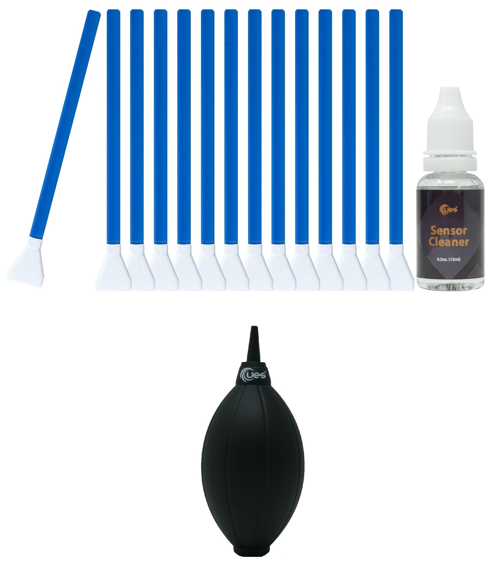 UES APS-C Camera Sensor Cleaning Kit (14pcs Swabs + 15ml Cleaner) and Lens Sensor Dust Air Blower
