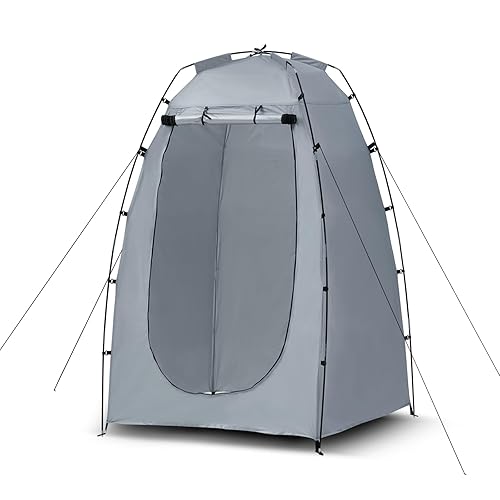 CLIPOP Pop Up Toilet Tent, Portable Shower Privacy Waterproof Anti-UV Changing Dressing for Beach Fishing Hiking Bathing, Outdoor Camping, With Carrying Bag (Grey)