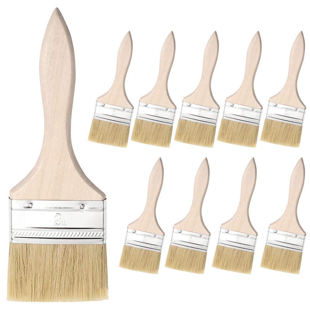 Paint Brush 3 inch Set 70mm, Gobesty 20 Pcs Flat Bristle Paint Brush, Chip Brushes Paint for Wall and Wood Paint for Staining, Flat Brush Natural Bristles for Adhesives and Gesso Primer