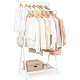 Cozivolife Foldable Bamboo Clothes Rack With Storage Box - Space-Saving Wardrobe Organizer For Bedroom & Entryway