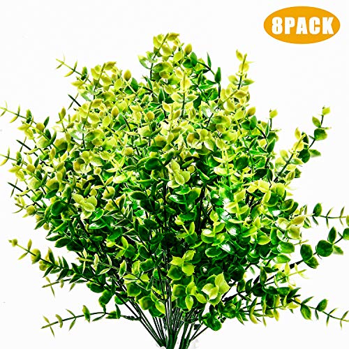 Woaiwo-q Artificial Flowers Artificial Plants Fake Plants Farmhouse Greenery Fake Boxwood for Outdoor Indoor Farmhouse,Home,Garden,Office,Weeding Decor(8 Pack)