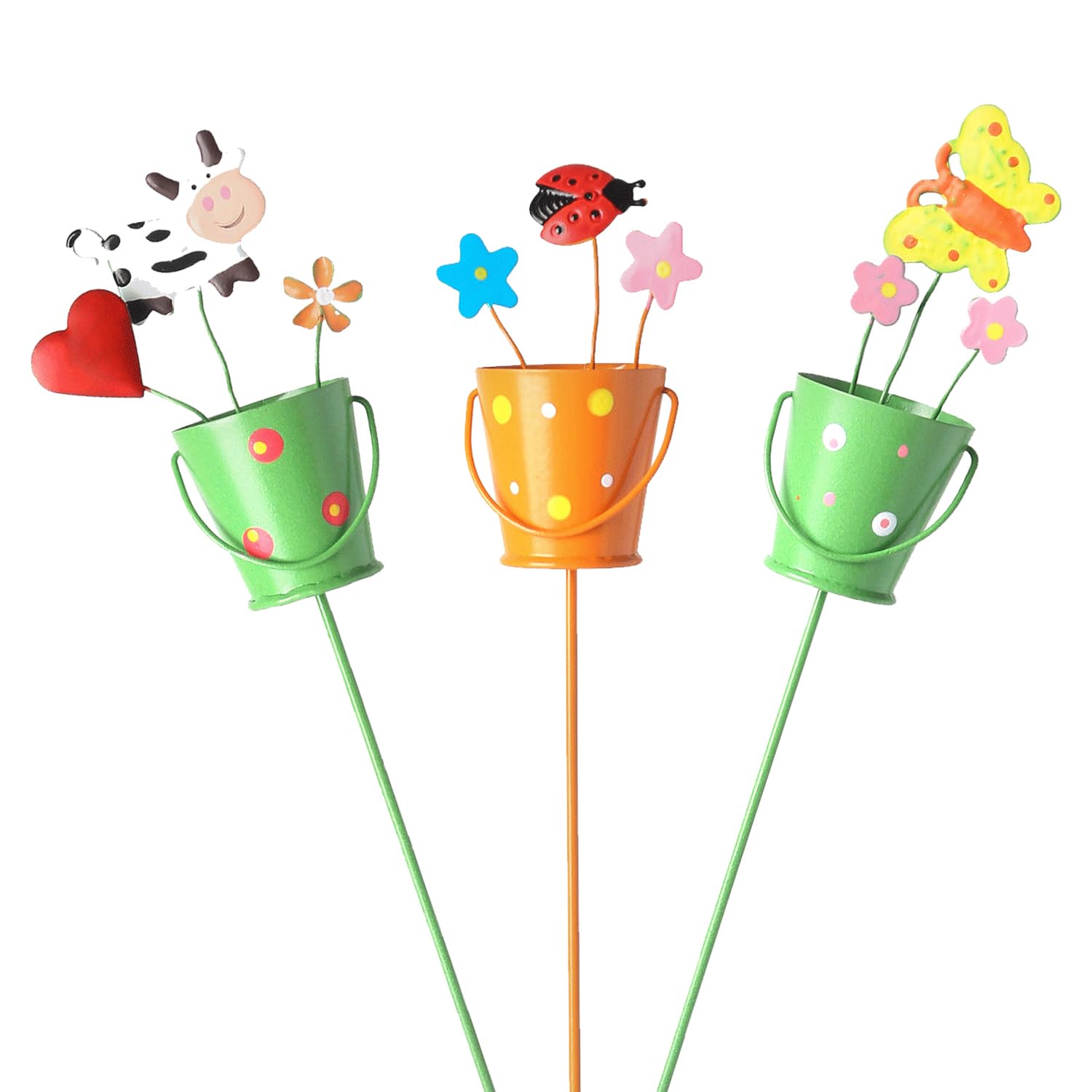 UESDU Butterfly Garden Stakes, 3 PCS Metal Garden Ornaments Outdoor Decorative Flower Pot Stake 11 Inch Colorful Decor on Sticks for Patio Plant Garden Lawn