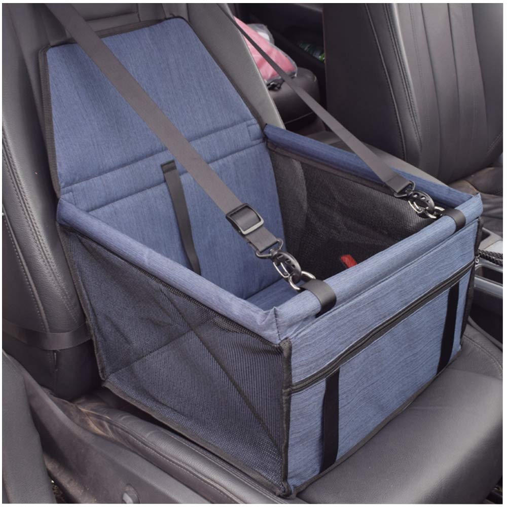 New Waterproof Breathable Pet Car Mat Safety Pet Car Booster Washable Frosted Oxford Cloth Pet Carry Car Bag Travelling Pet Car Cushion(Vertical Stripe-Navy)