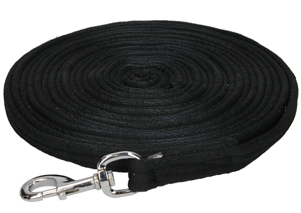 Elico Soft Webbing Horse Lunge Rein - Black. 8 Metres Length