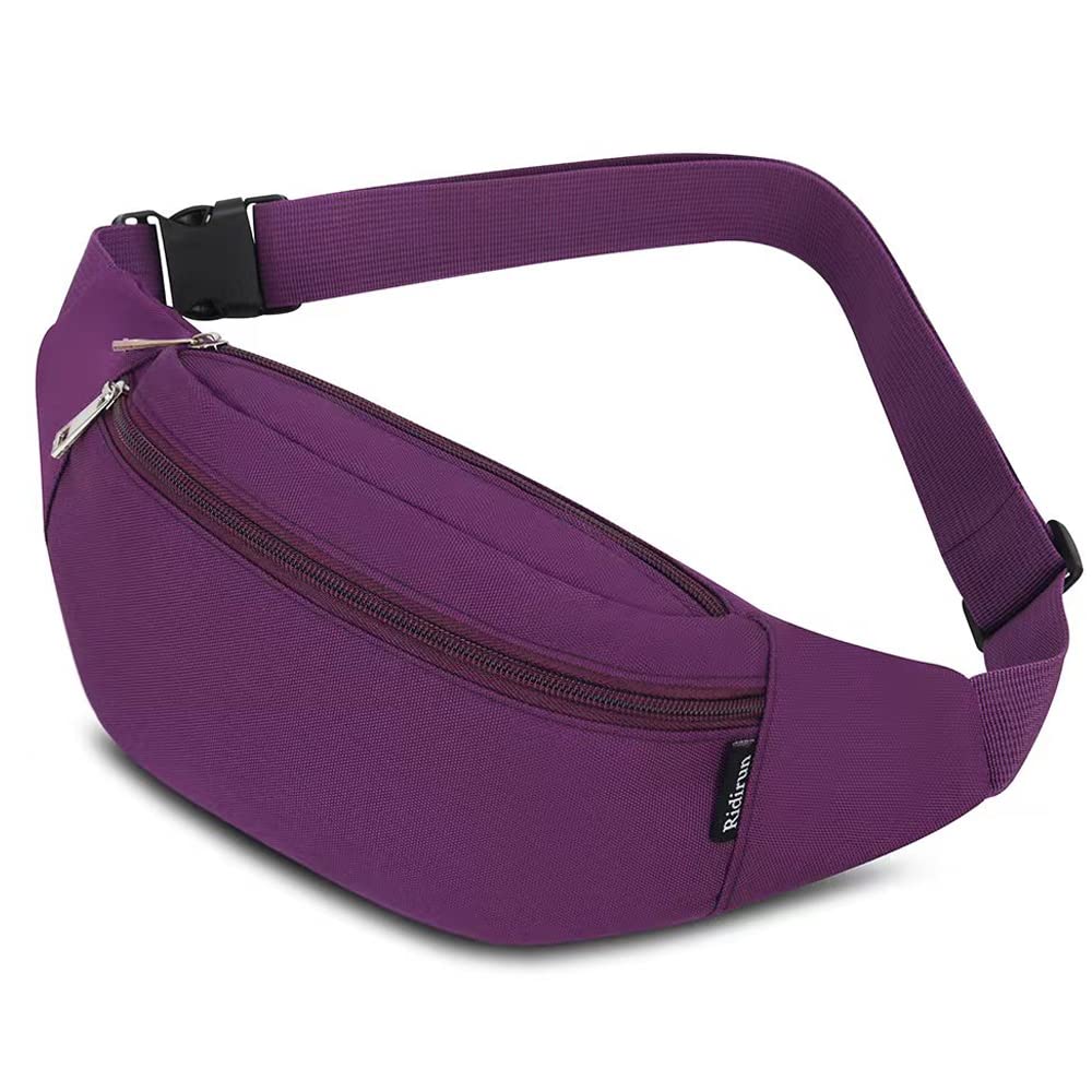 Bumbags and Fanny Packs for Men Women Hiking Running Travel Waterproof Waist Bag Walking Dog Outdoor Sport for Ladies Boys Purple