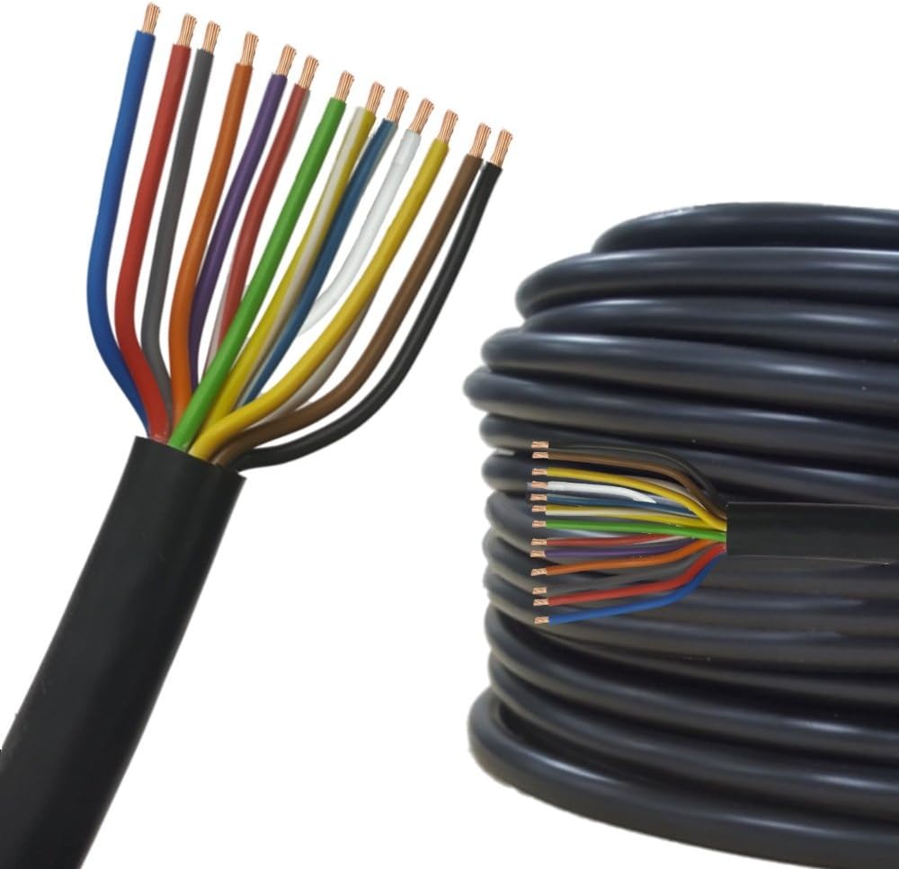 Câble Multiconducteur Auto 13 Fils 1.5mm² - Longueur 50m, Qualité Allemande, Pour Remorque