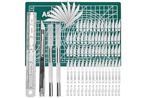 DUJISO 108 PCS Precision Cutter Carving Craft Hobby Knife Kit Includes Hobby Knife and Blades Stainless Steel Ruler Cutting B