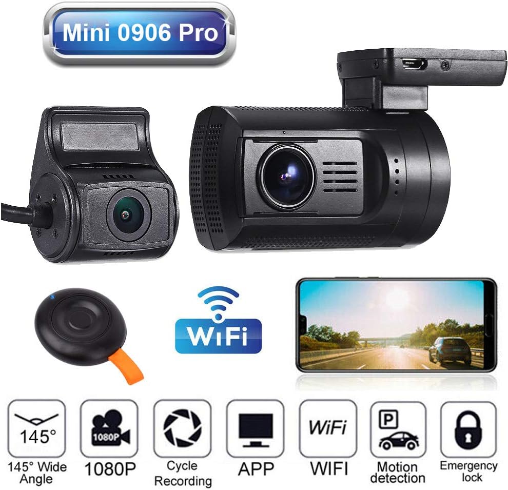 Blueskysea Mini 0906 PRO Dual Lens 1080P Dash Cam Front and Rear Dash Camera WiFi GPS Car Camera Recorder Sony IMX327 Loop Recording Night Vision