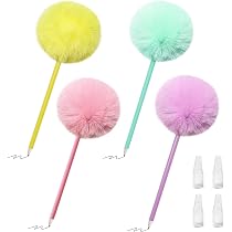 Amazon.com : SBYURE 4 Pack Pom Pom Pens Fluffy Ballpoint Pen Cute ...