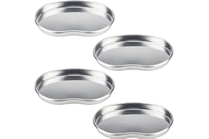 Dental Tray - Prgislew 4 Pack Kidney Trays Stainless Steel Tray Medium Emesis Basin Reusable Metal Kidney Dish for Dental Piercing Lab Instrument Kitchen Pet Bathroom Tools (4pcs)