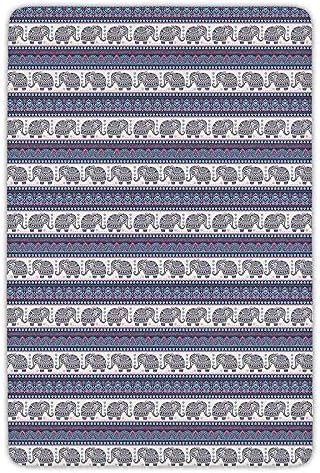 Bathroom Bath Rug Kitchen Floor Mat Carpet,Elephant,Traditional Characters with Tribal Ornaments and Vintage Display Folkloric Eastern Decorative,Multicolor,Flannel Microfiber Non-slip Soft Absorbent