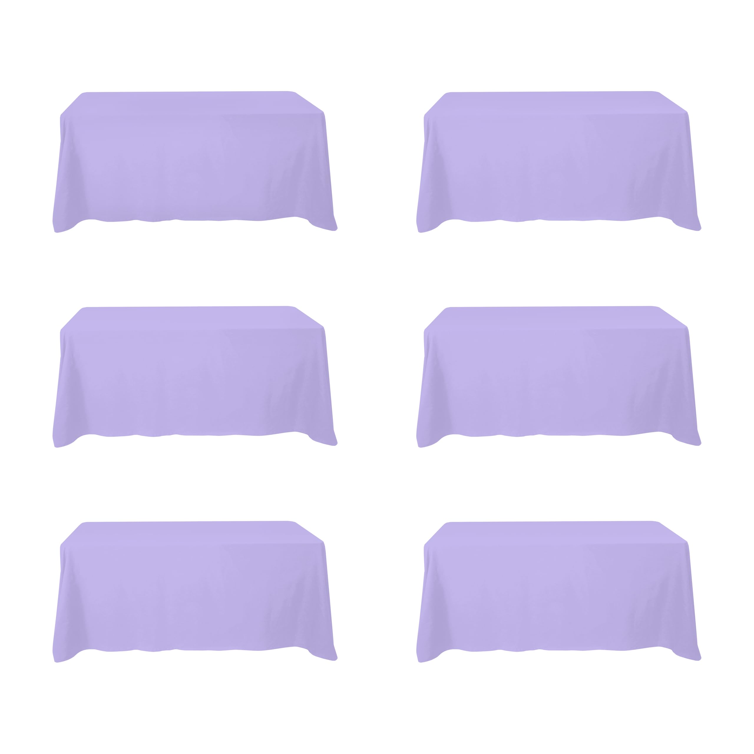 Photo 1 of BRILLMAX 6 Pack Lavender Tablecloths for 6 Foot Rectangle Tables 90 x 132 Inch - 6ft Rectangular Bulk Linen Polyester Fabric Washable Cloth Cover for Wedding Reception Banquet Birthday Party