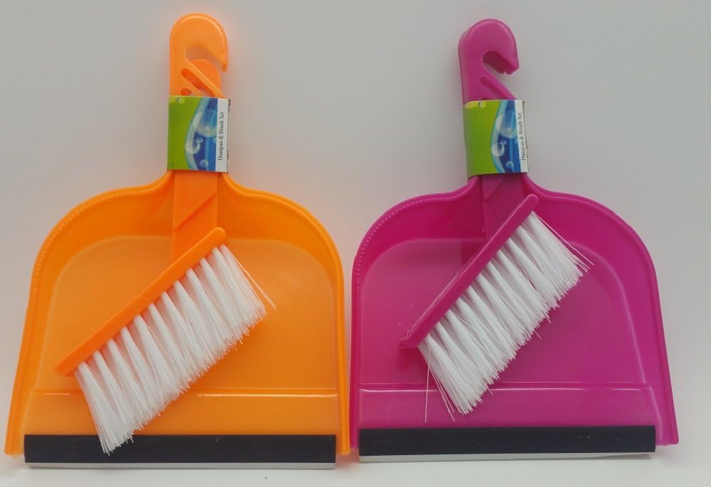 Dust Pans with Rubber Lip and Brush (Mini) (Assorted, 2)